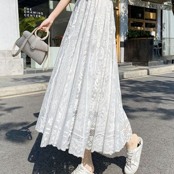 Lace Up High Waist Maxi Skirt | Women School Work Office A Line Vintage Retro Sk - Picture 3 of 8